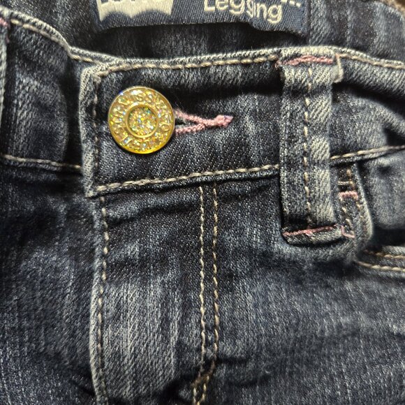 Levi's Jeans Leggings Embroidered Butterfly Adjustable Waist Rhinestone Size 4T - Picture 7 of 7